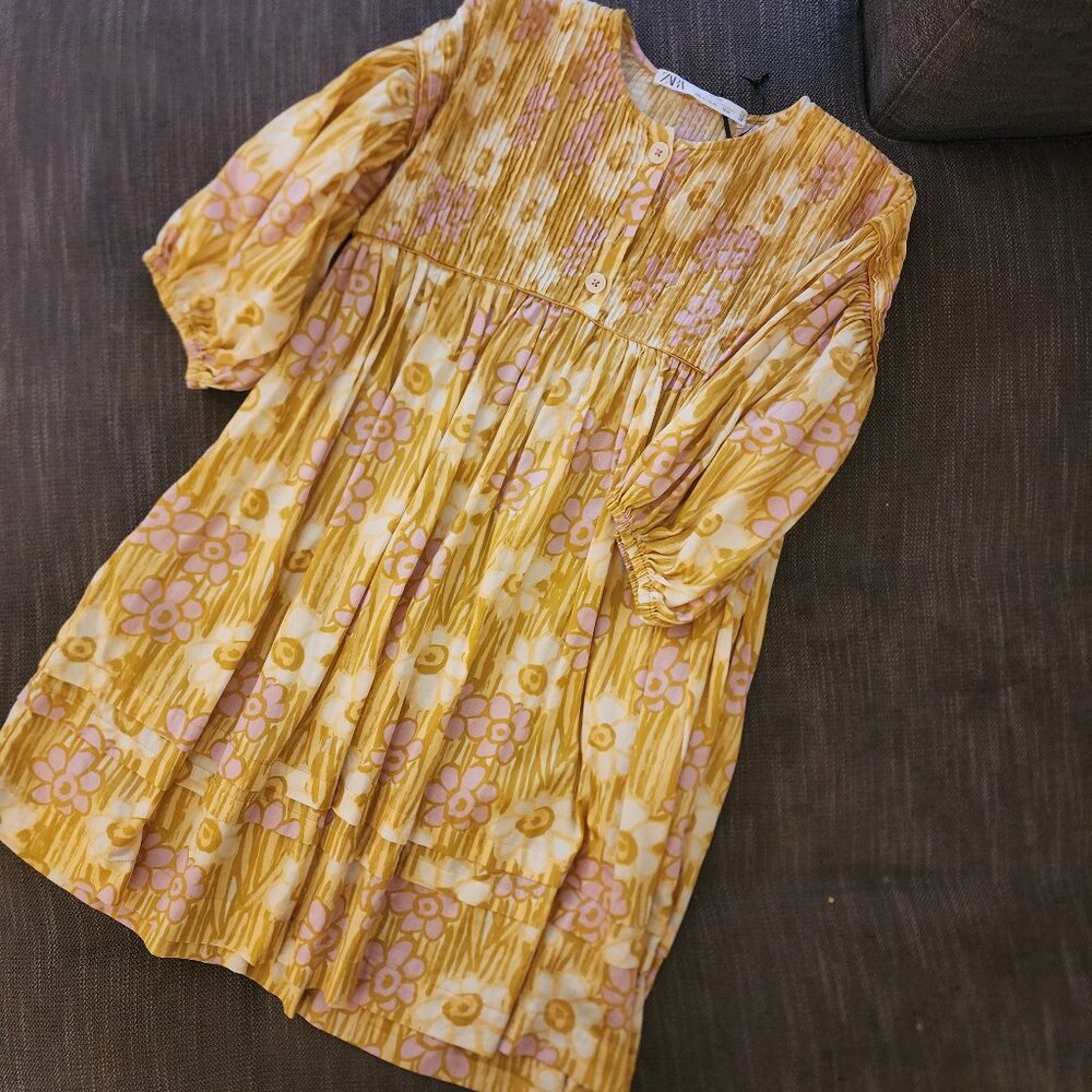 Zara Studio 100% Cotton Girls Floral Dress Size 6-7